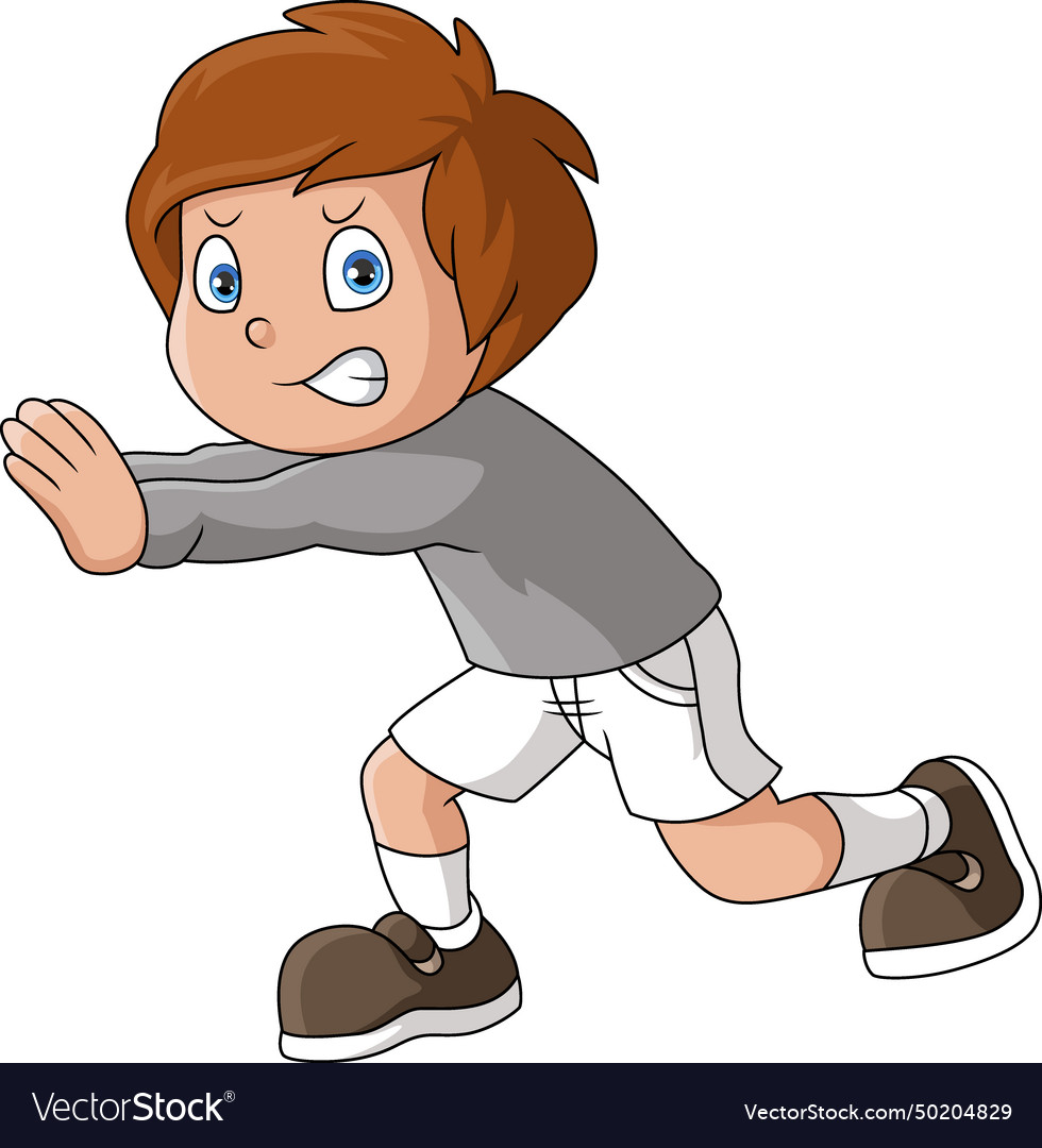 Cute little boy cartoon scared and running Vector Image