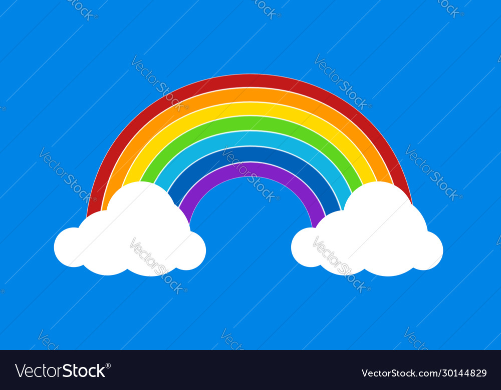 Flat rainbow on blue Royalty Free Vector Image