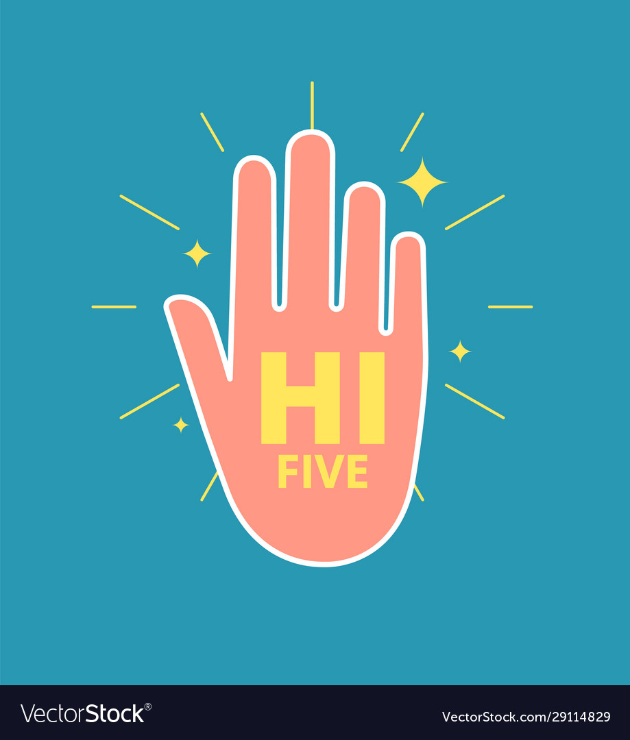 High Five Hand Young Man Gesture Hands Informal Vector Image