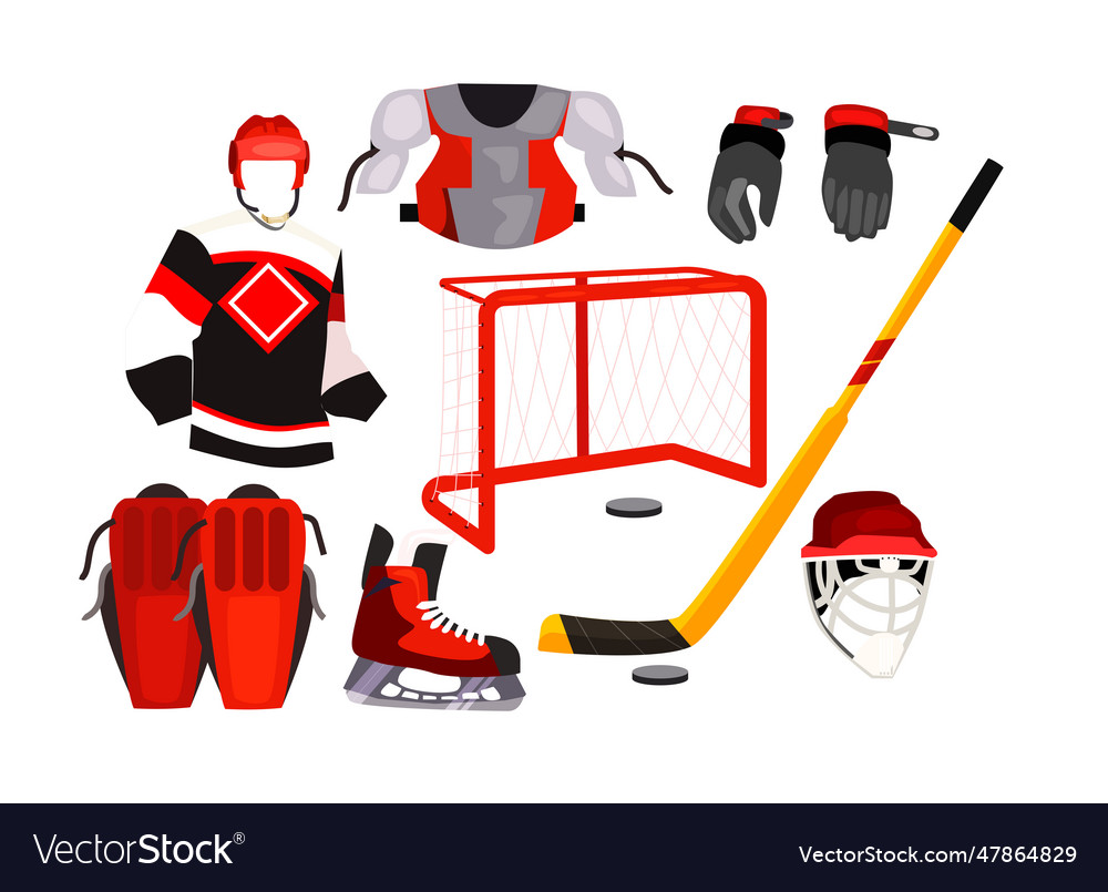 Hockey equipment icons Royalty Free Vector Image