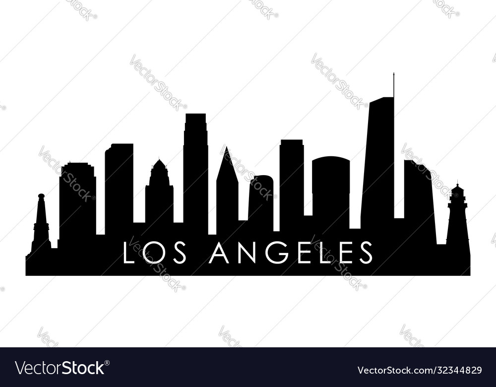 Los angeles skyline silhouette black Royalty Free Vector