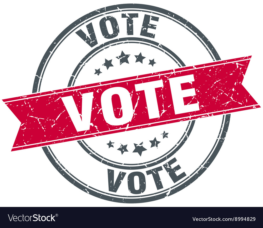 Red Vote Ribbon Stamp - Grunge Style