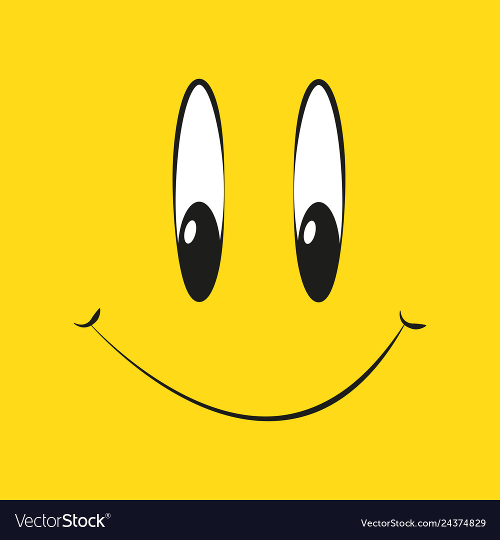 Smile on a yellow background in flat style Vector Image