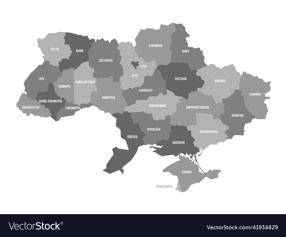 Ukraine - administrative map of oblasts Royalty Free Vector