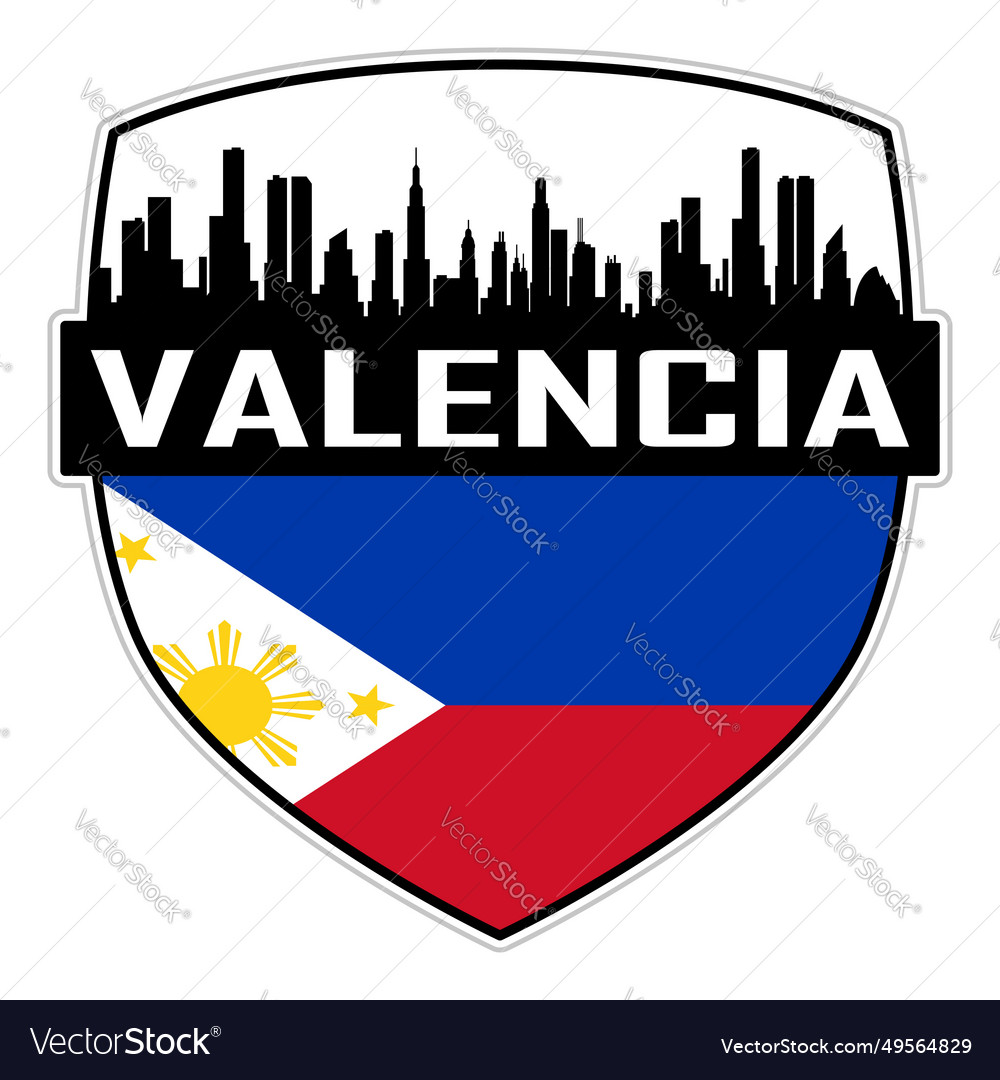 Valencia skyline silhouette philippines flag badge