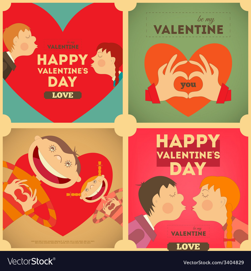 Valentines Day Posters Set Royalty Free Vector Image