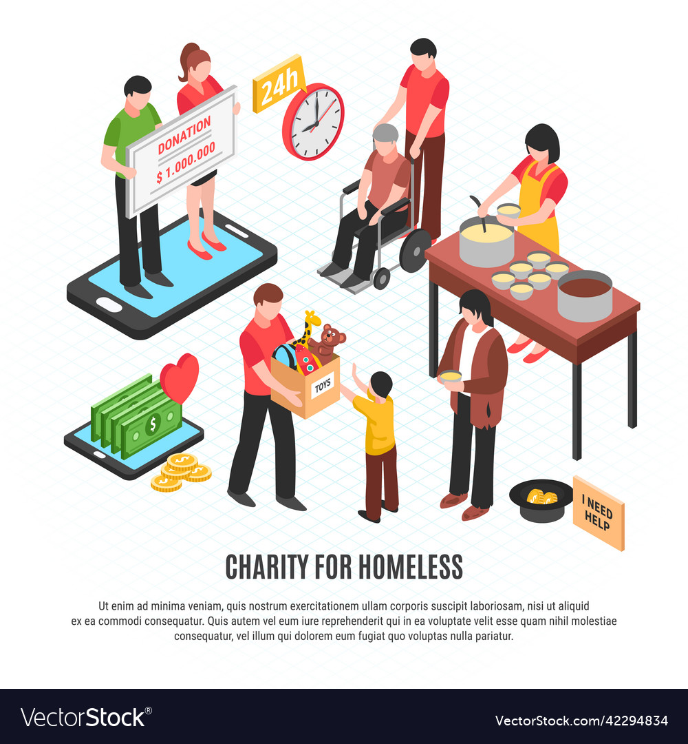 Charity for homeless design concept Royalty Free Vector