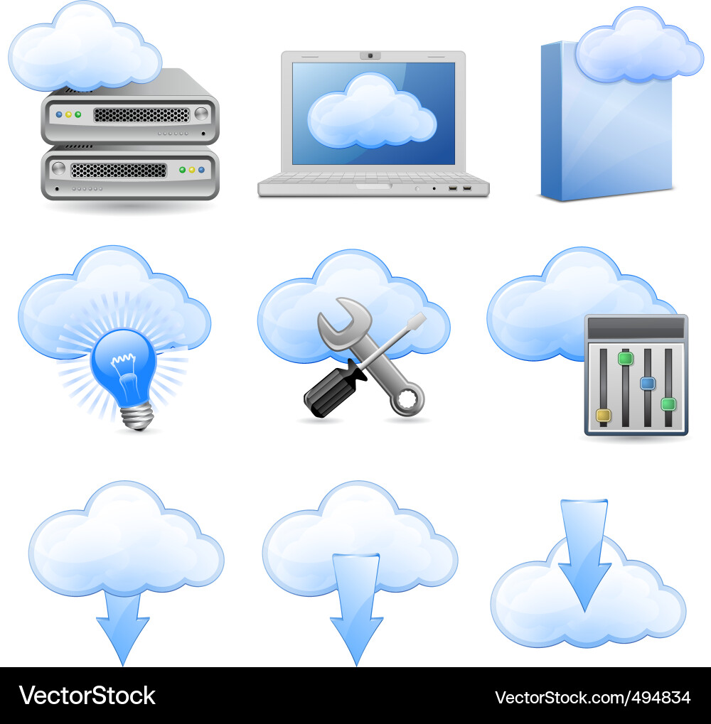 Cloud hosting icons Royalty Free Vector Image - VectorStock