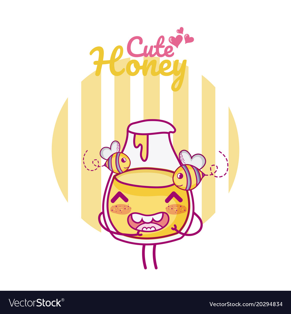 Cute honey jar kawaii cartoon Royalty Free Vector Image