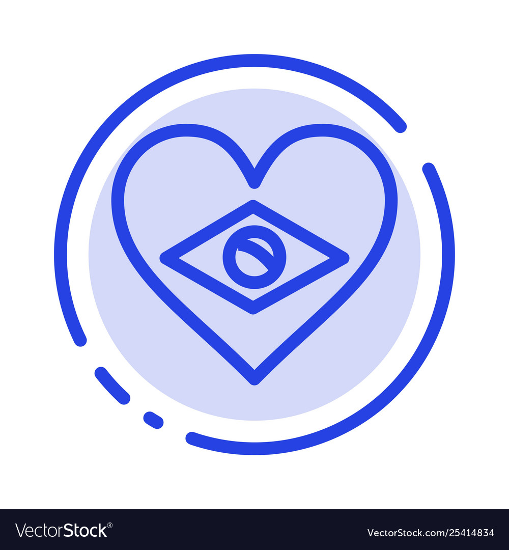 Heart brazil flag love blue dotierte line icon