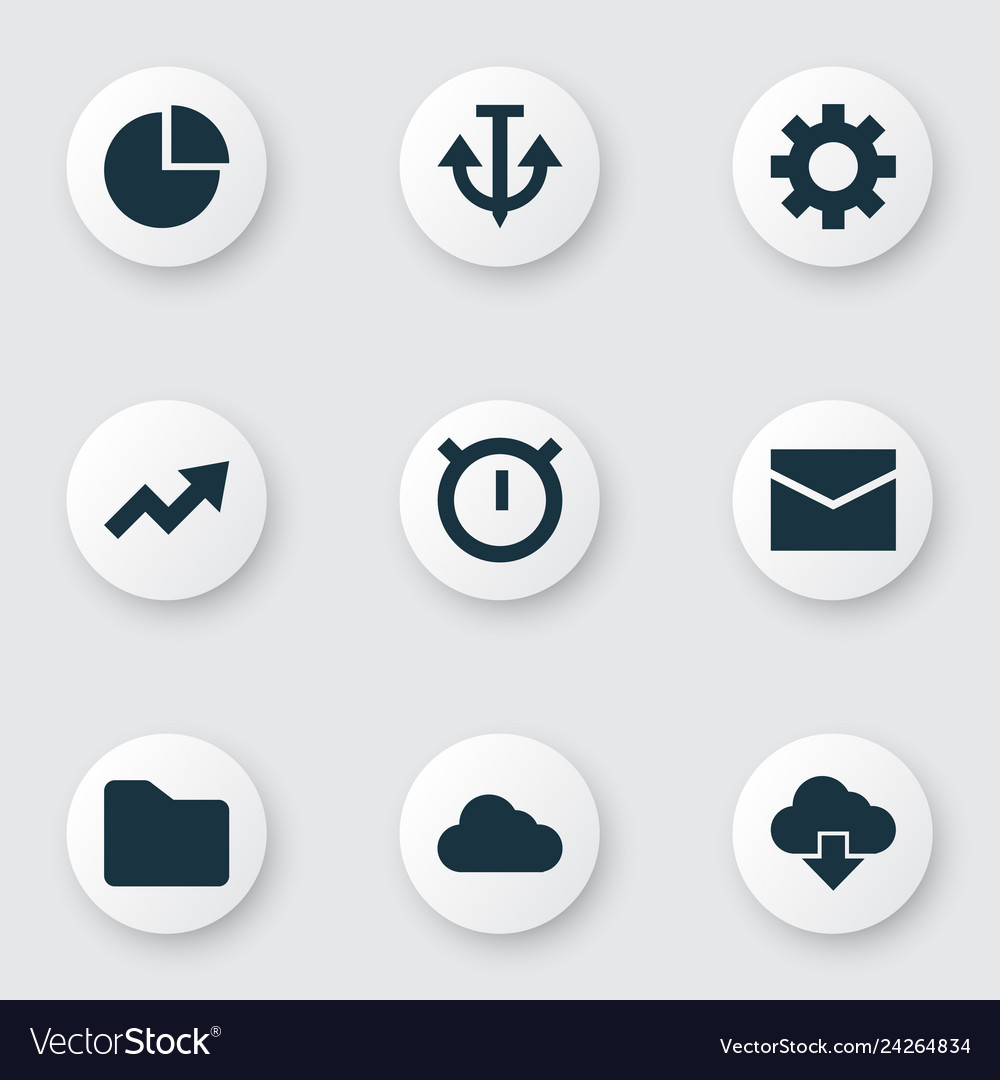 Interface icons set with anchor folder stopwatch