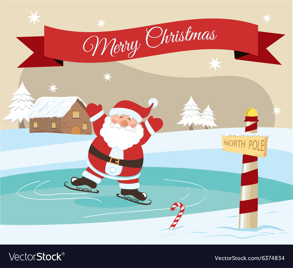 Merry christmas santa ice skating
