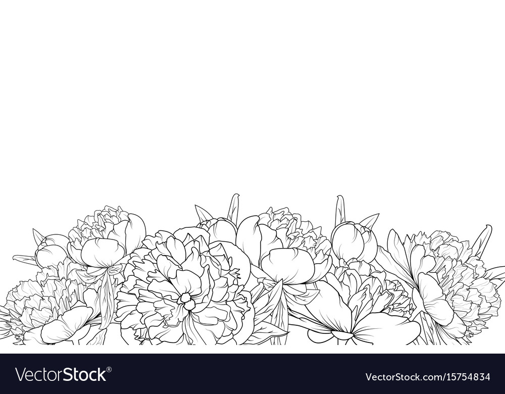 spring flowers clip art black and white borders