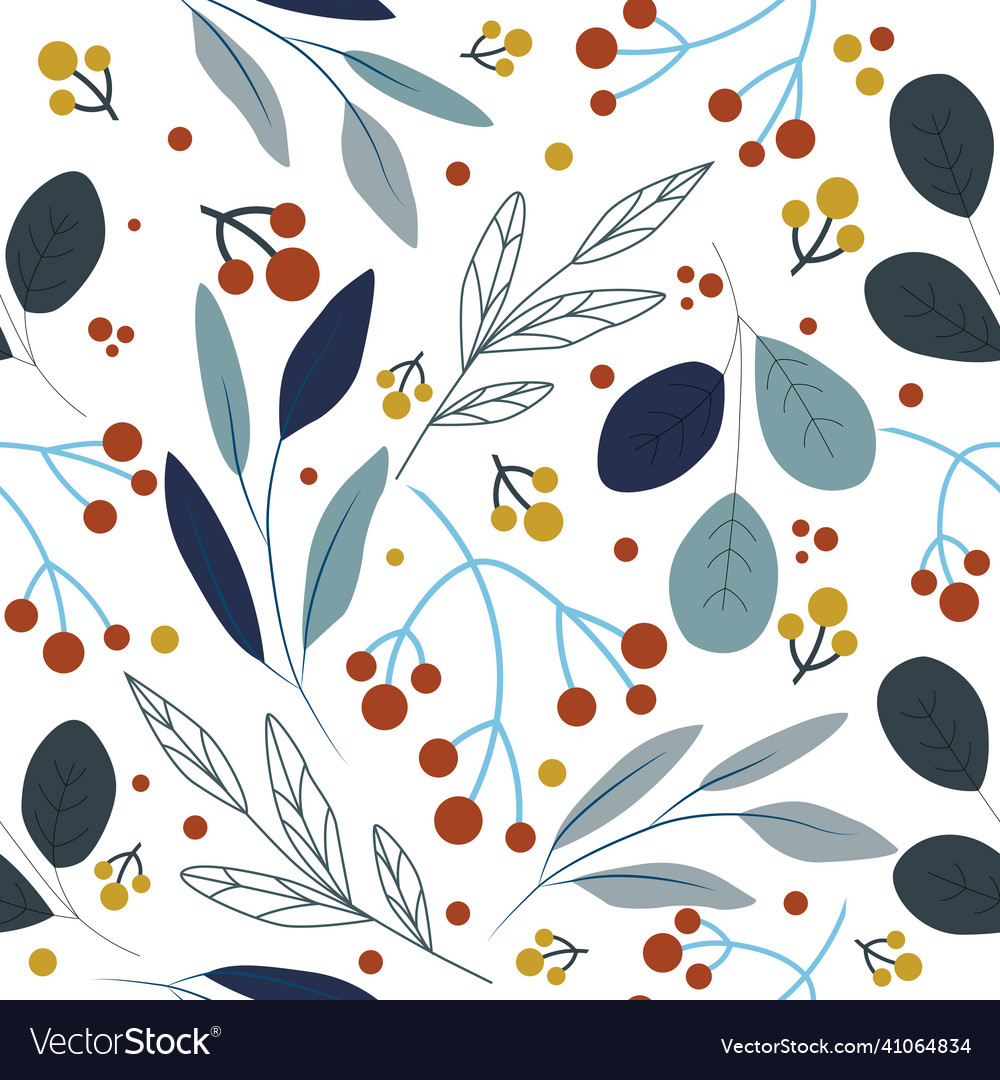 Seamless pattern hand drawing leaves