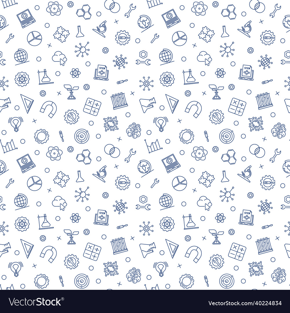 Stem science seamless pattern - minimal vector image Stem science seamless pattern - minimal