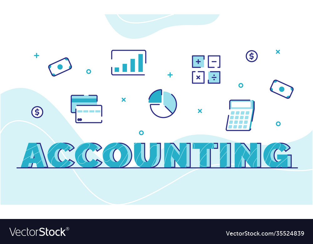 Accounting typography word art money bank credit Vector Image