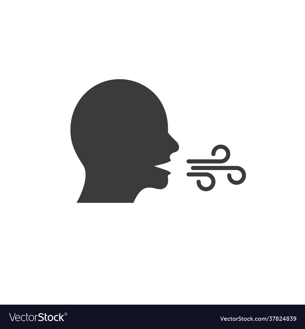 Breath line icon mouth cough health flue Vector Image