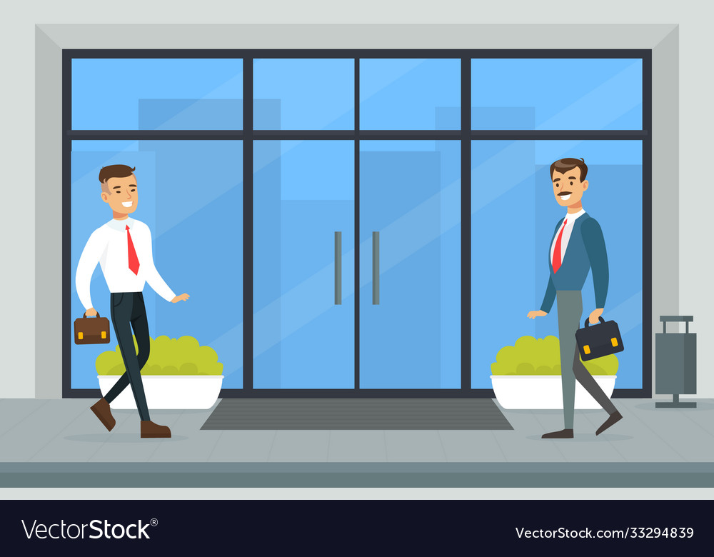 Businessmen in Office Entrance