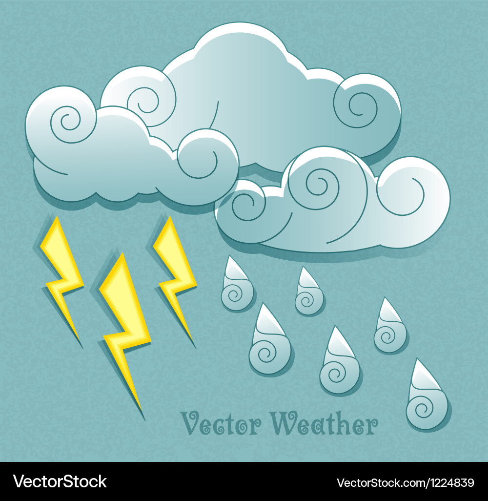 Cloud droplets and lightning Royalty Free Vector Image
