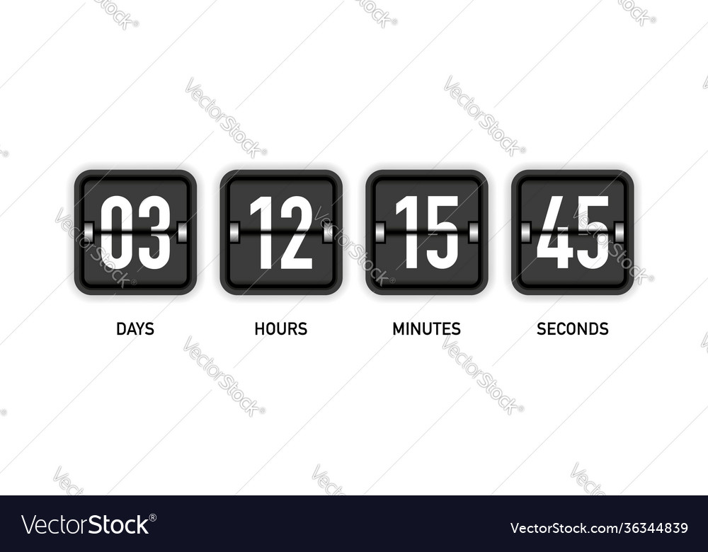Countdown clock mechanical scoreboard isolated vector image Countdown clock mechanical scoreboard isolated