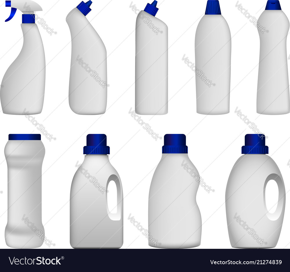 Detergent bottle clean mockup set realistic style Vector Image