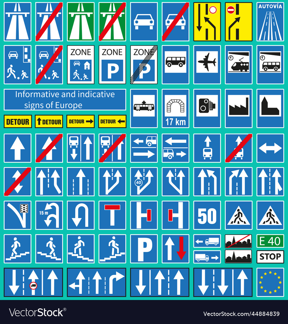 Europe information sign set