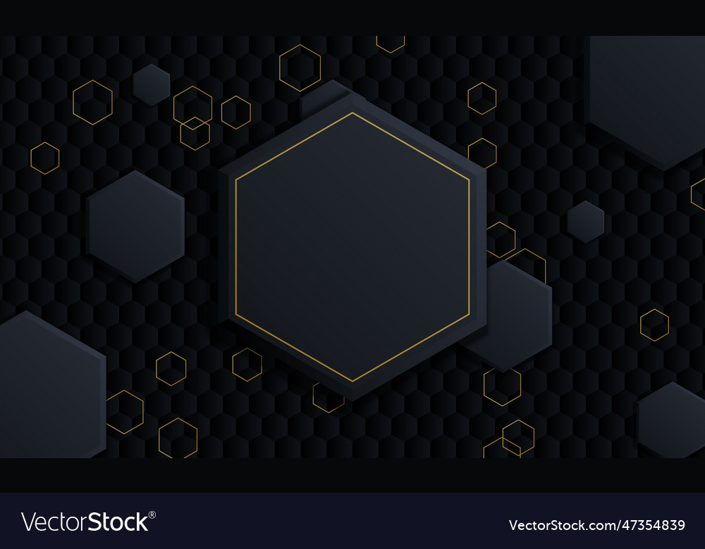 Gradient dark and golden hexagonal background vector image Gradient dark and golden hexagonal background