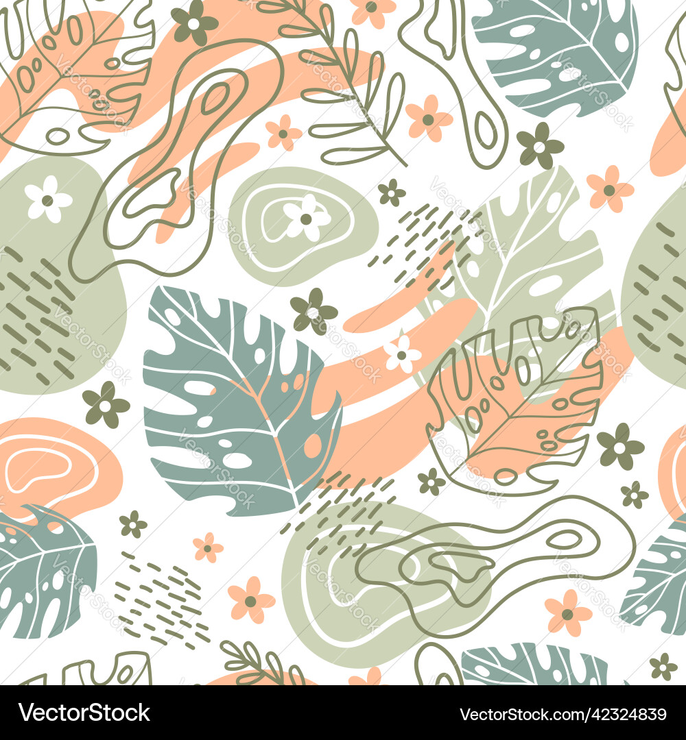 Seamless pattern abstract exotic plants Royalty Free Vector