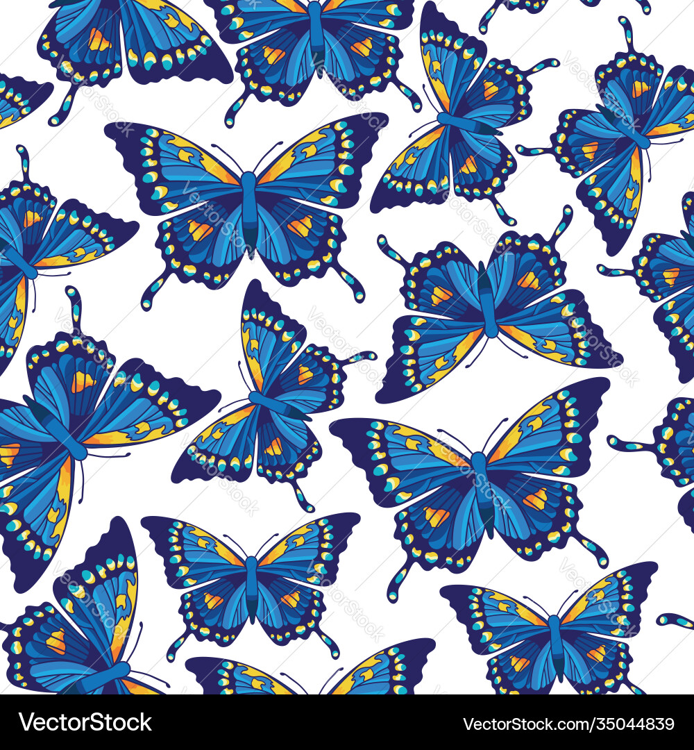 Seamless pattern with butterflies Royalty Free Vector Image
