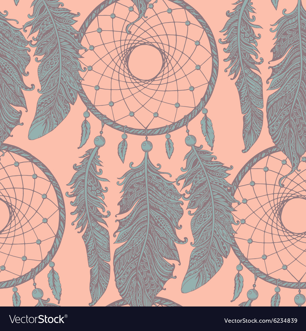 Seamless pattern with hand drawn dream catchers Vector Image