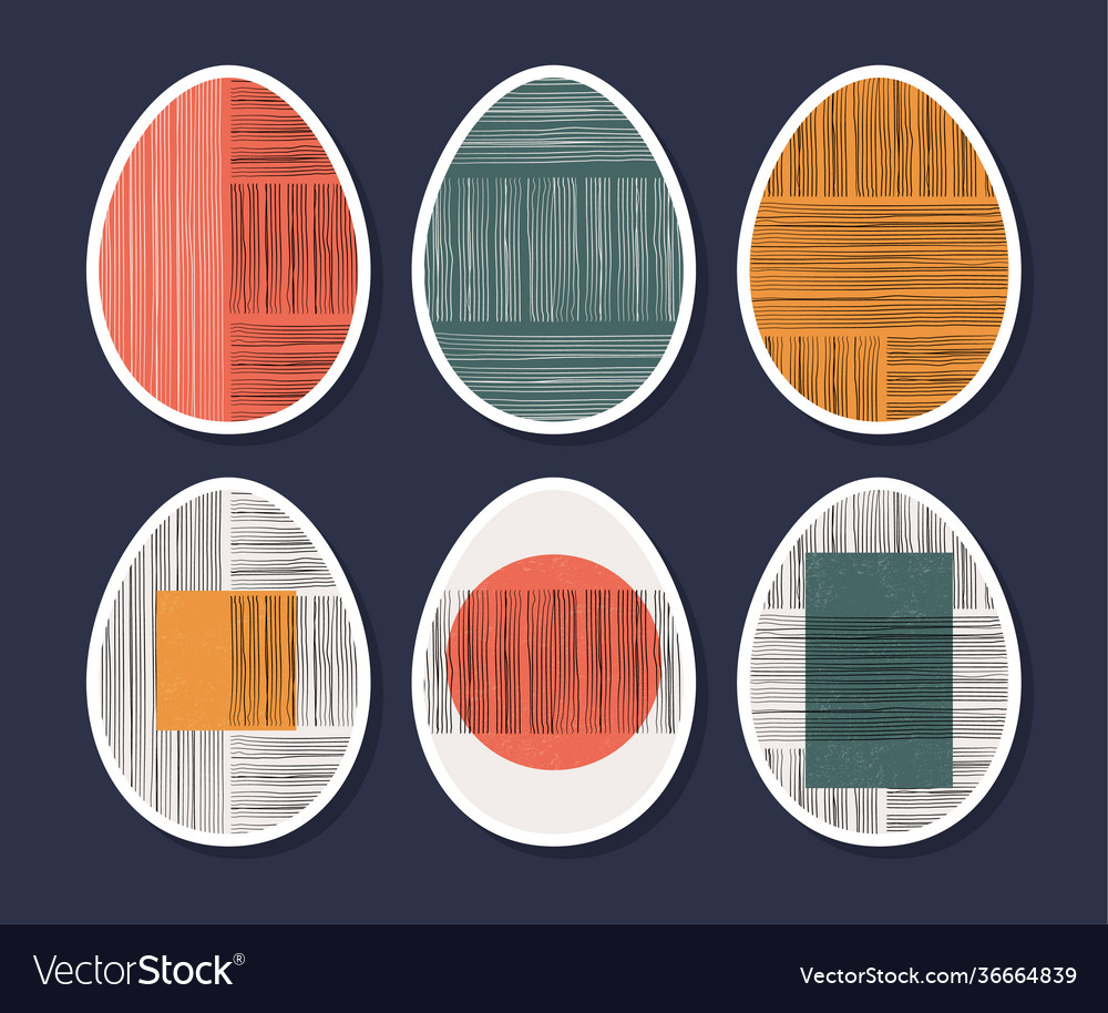 Set minimalistic geometric easter egg vector image Set minimalistic geometric easter egg