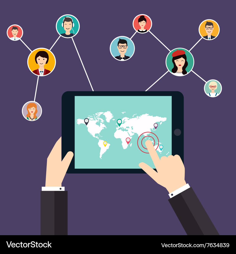 Social network concept flat design for web Vector Image