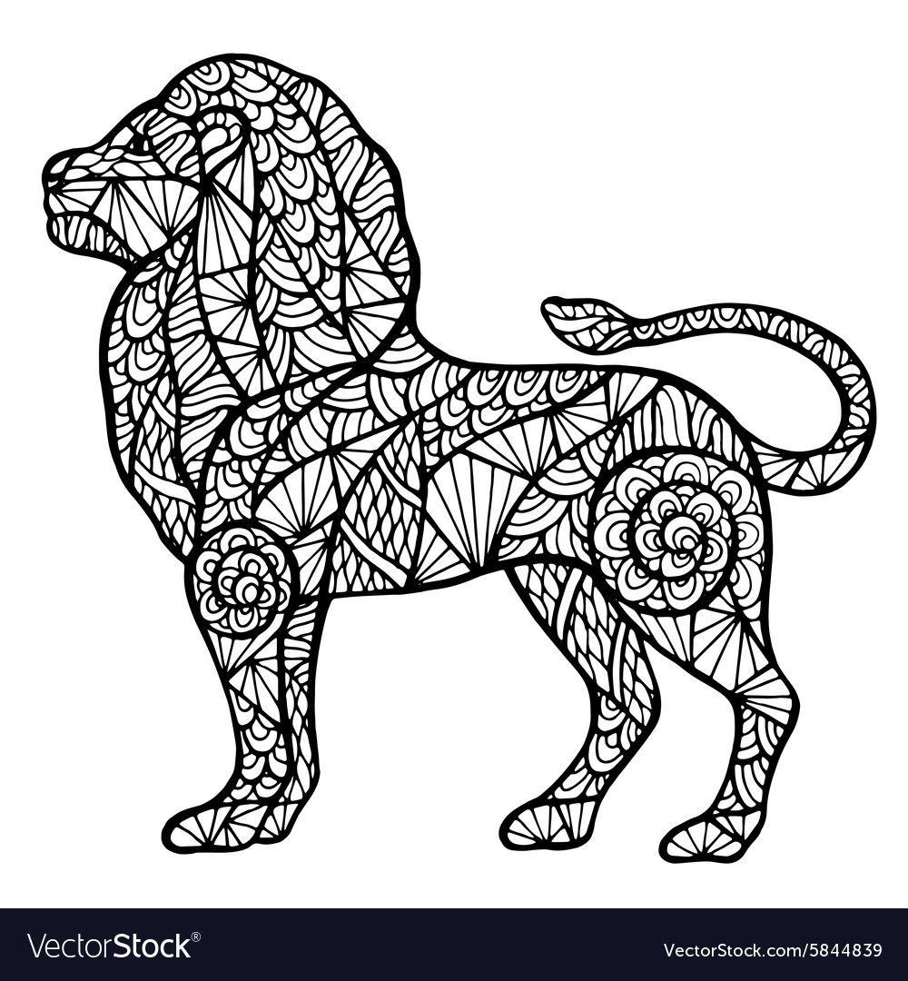 Download Stylized lion zentangle Royalty Free Vector Image