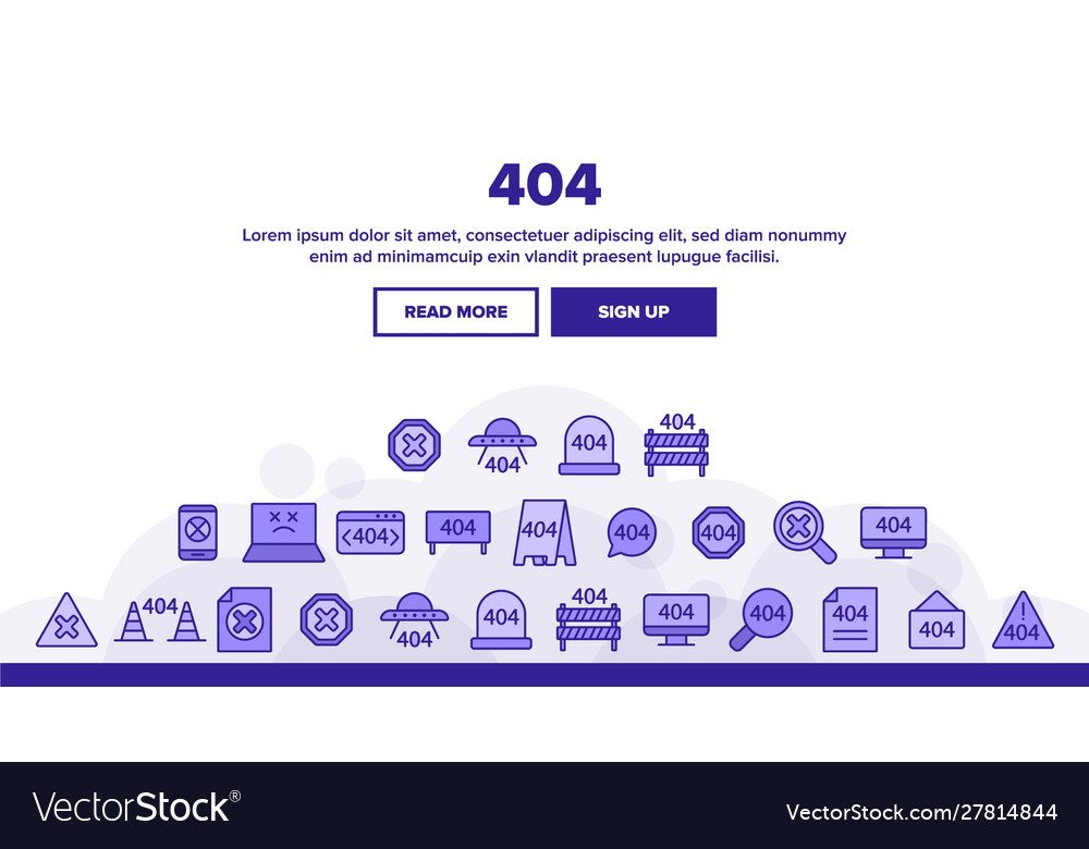 404 http error message linear icons set
