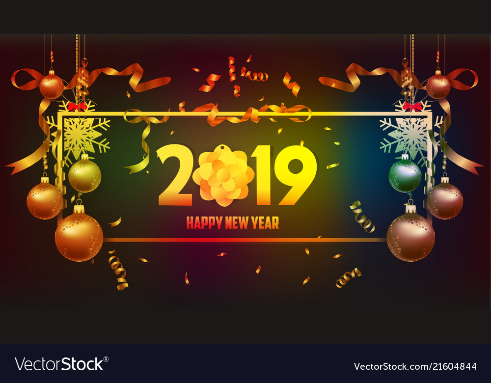 Happy New Year 19 Wallpaper Gold And Black Vector Image