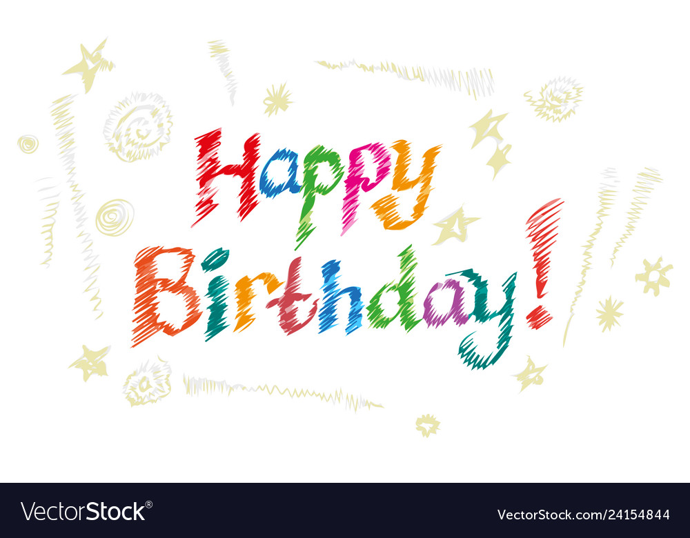 Lettering happy birthday hand-drawn card Vector Image