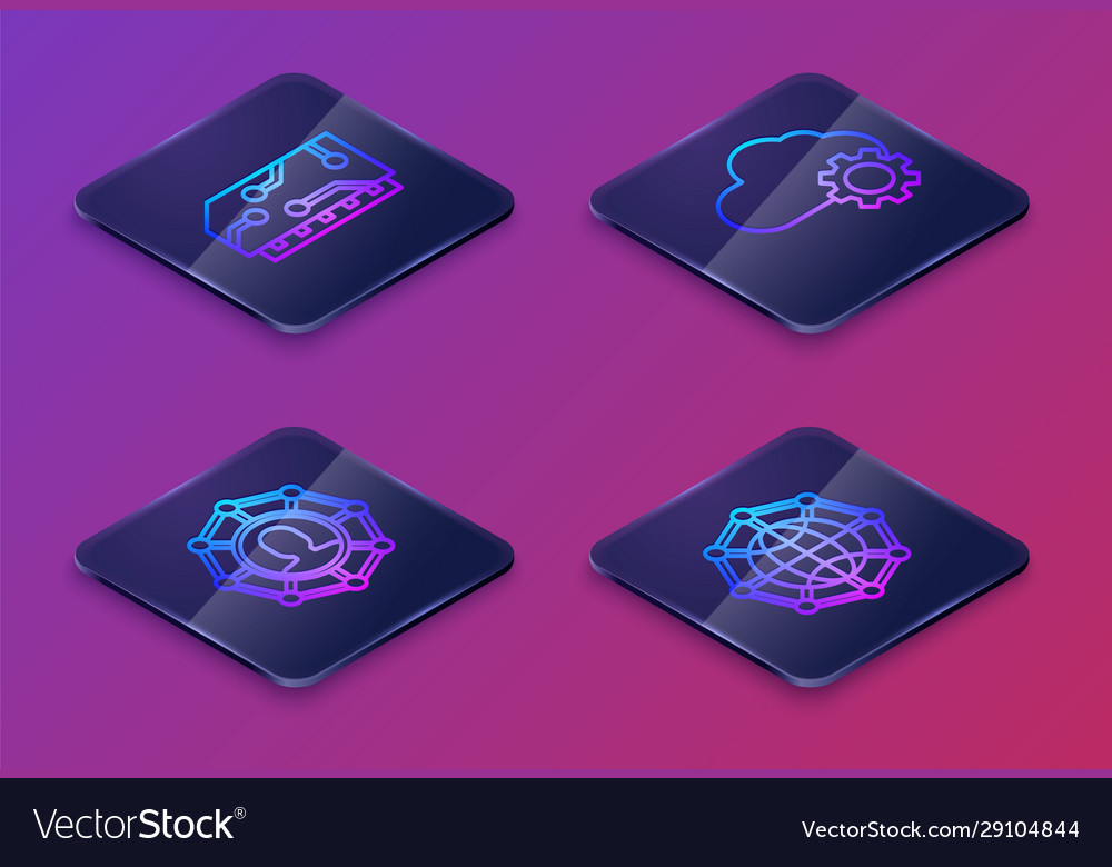 Set isometric line ram random access memory vector image Set isometric line ram random access memory