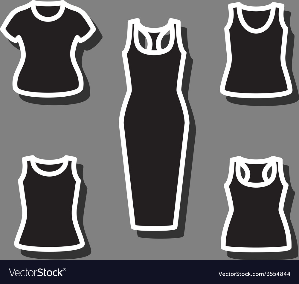 Set of t-shirts and dress icon