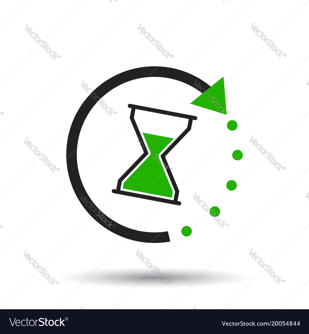Time icon flat with hourglass on white background Vector Image