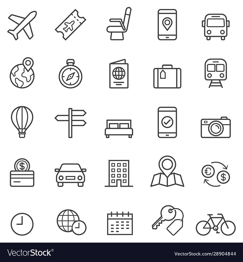 Travel booking line icons vector image Travel booking line icons