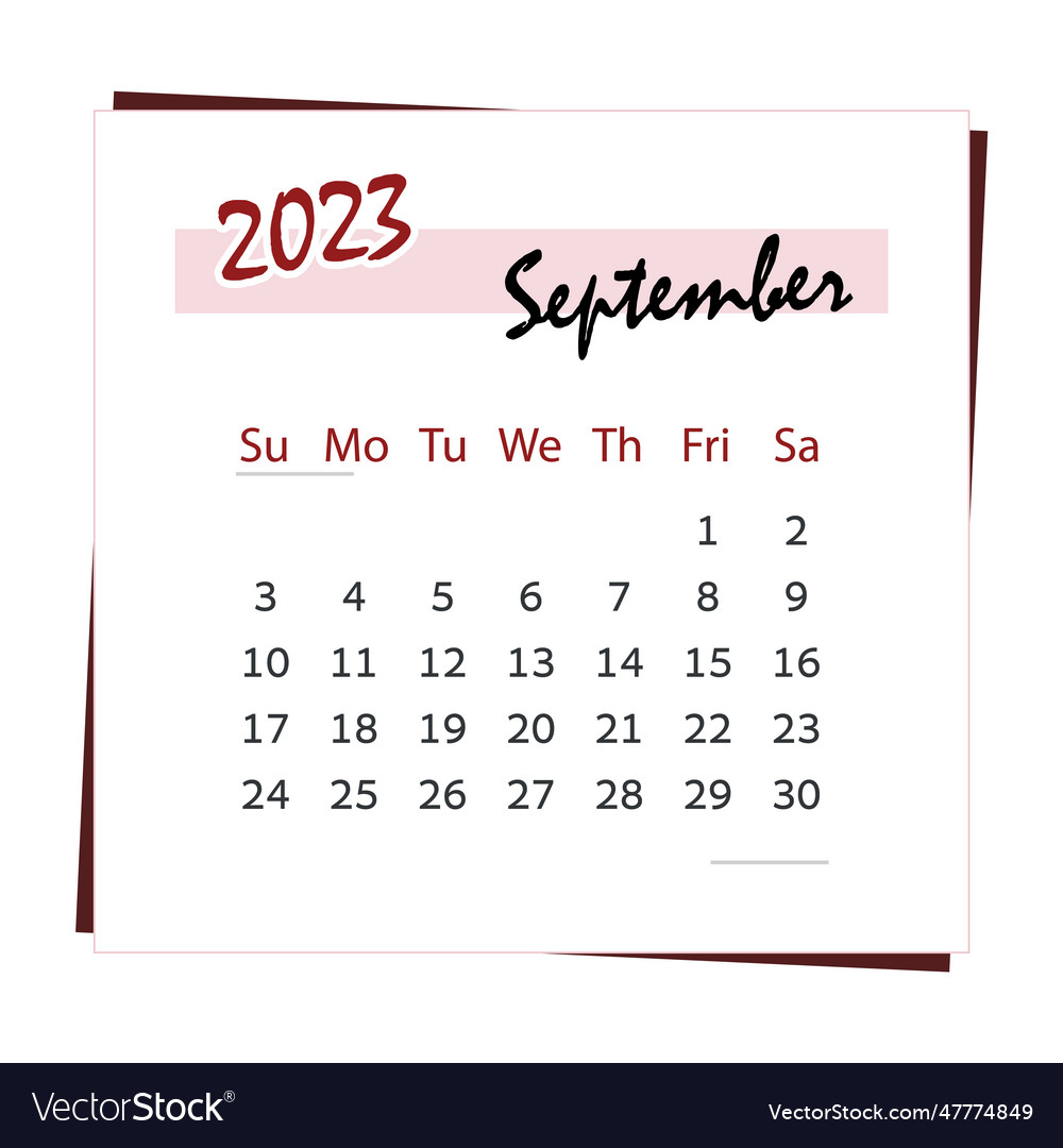 Calendar 2023 for month of september square Vector Image