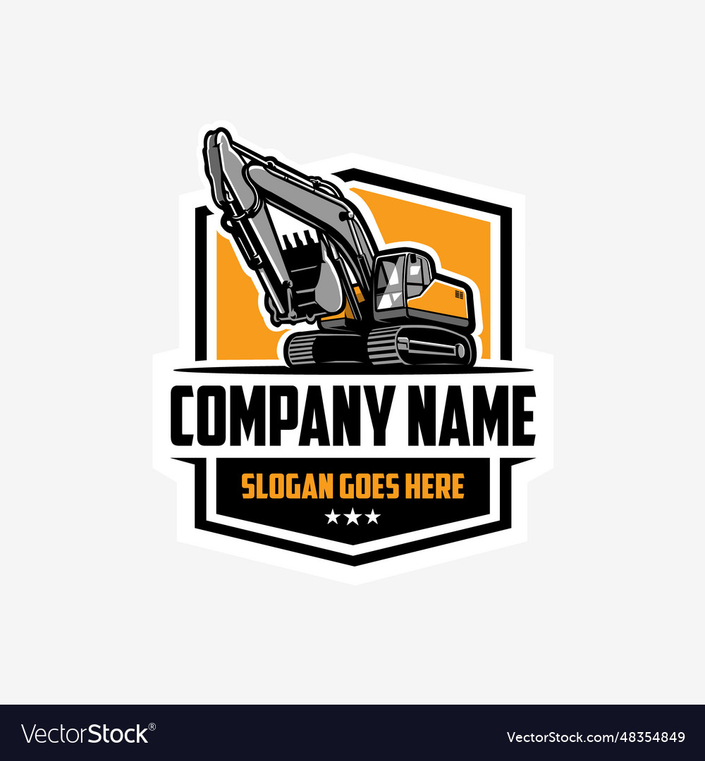 Excavating company emblem badge logo Royalty Free Vector