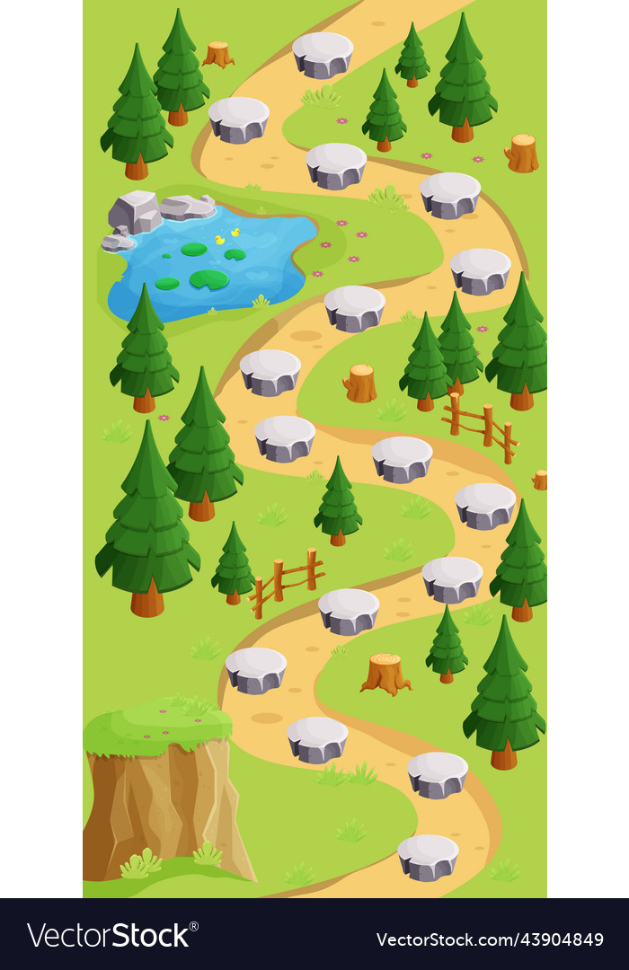 Game map forest gui background template vector image Game map forest gui background template