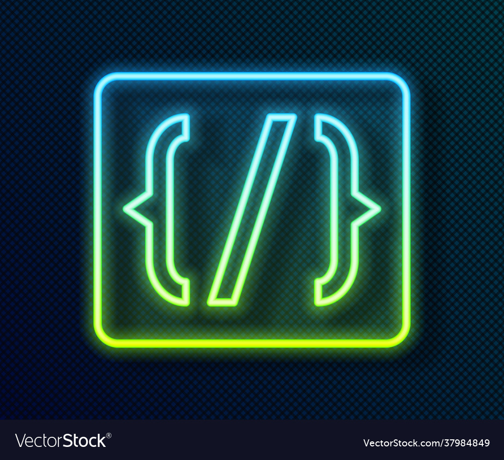 Glowing neon line Programmiersprache Syntax-Symbol vector image Glowing neon line Programmiersprache Syntax-Symbol