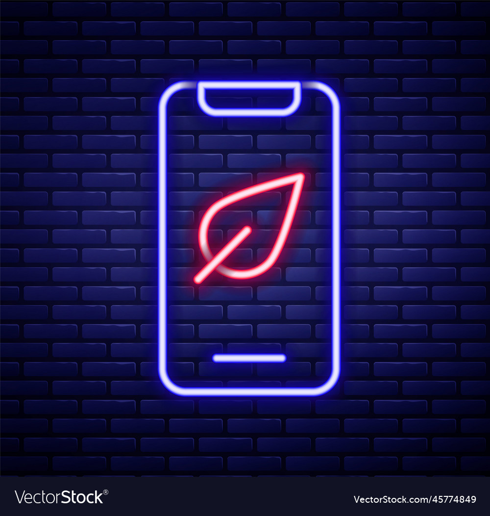 Glowing neon line smartphone mobile phone