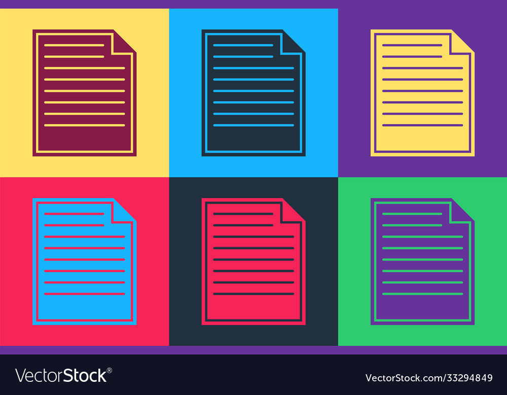 Pop art document icon isolated on color background vector image Pop art document icon isolated on color background