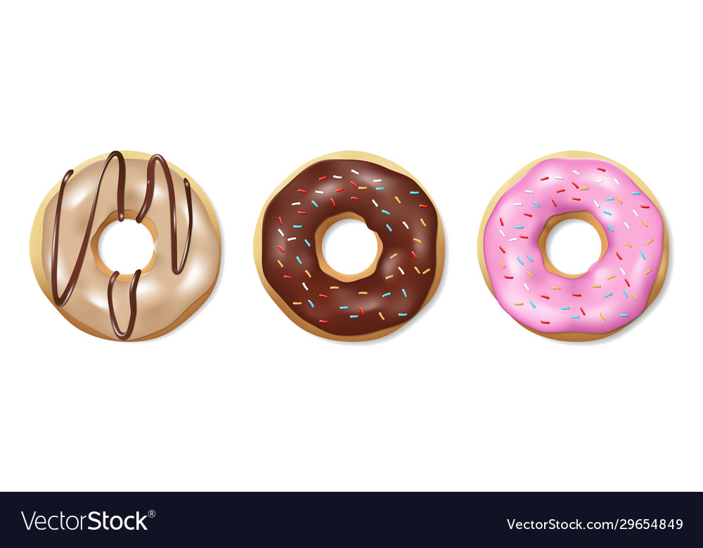 Set donuts isolated on white tasty colorful vector image Set donuts isolated on white tasty colorful
