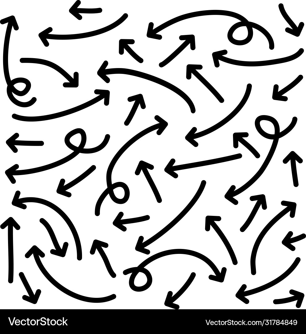 Set hand drawn arrows doodle design elements Vector Image