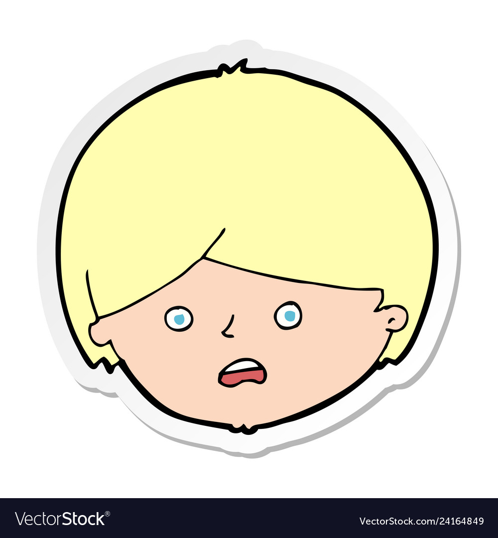 Sticker of a cartoon unhappy boy