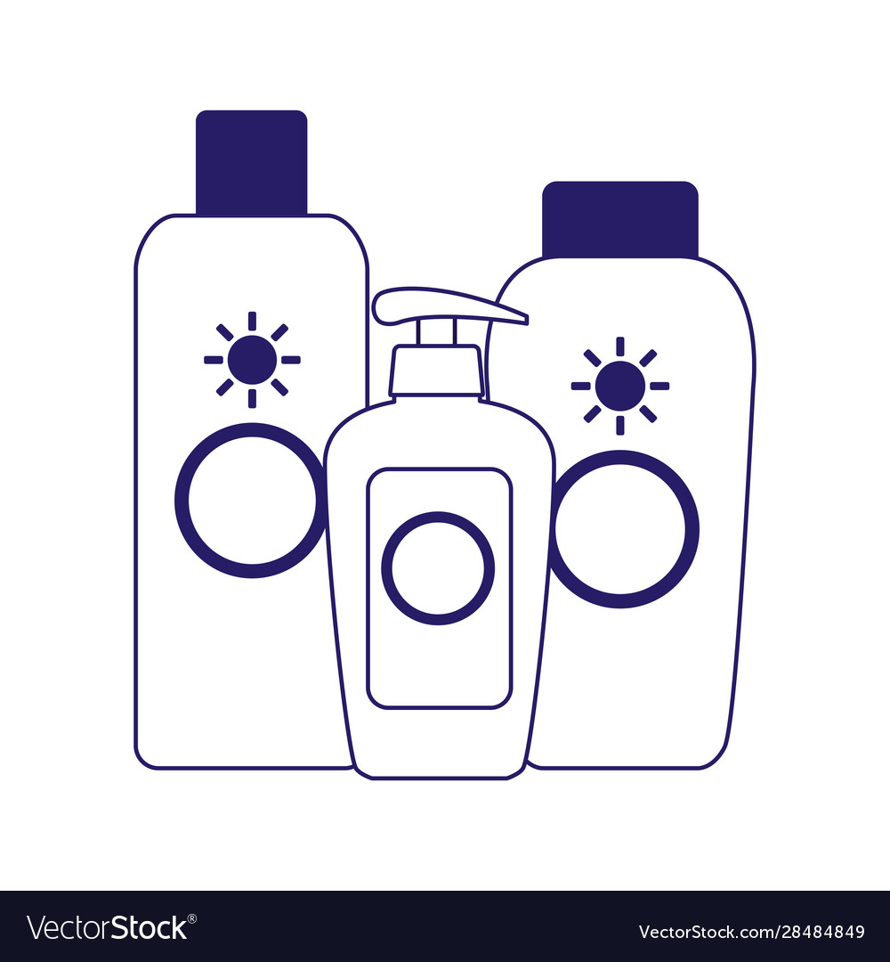 Sunscreens bottles icon flat design